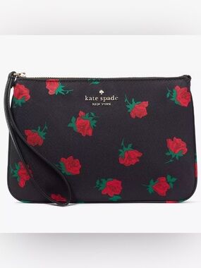 Kate Spade Chelsea Rose Toss Printed Medium Wristlet Pouch NWT